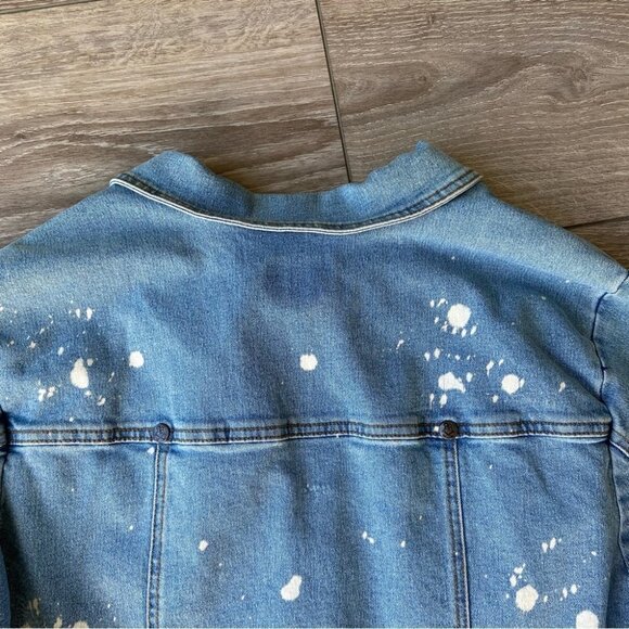 Royal Bones Paint Splatter Stretch Trucker Denim Jean  Jacket - Picture 13 of 15